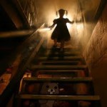 girl in dark basement